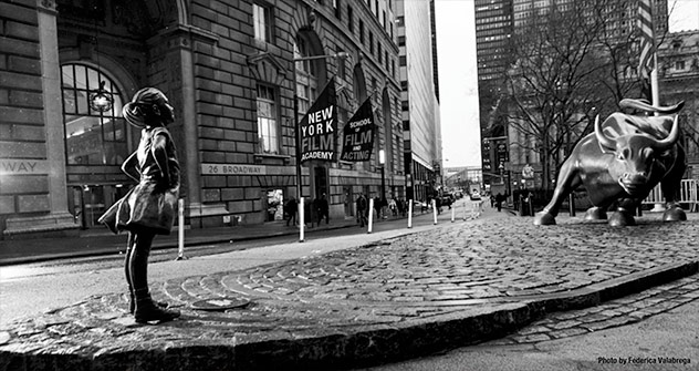 Fearless Girl Statue Near the NYFA New York Campus