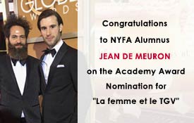 CONGRATULATIONS TO NYFA ALUMNUS JEAN DE MEURON ON THE ACADEMY AWARD NOMINATION FOR “LA FEMME ET LE TGV”